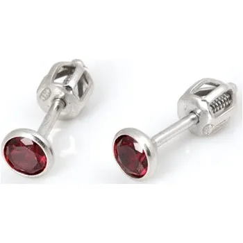 Náušnice Stříbrné náušnice pecky s rubínkem STNAU1111F