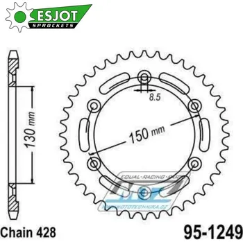 Řetězová sada pro motocykl Rozeta ocelová (převodník) 1249-51zubů ESJOT 50-15044-51 - Honda XLR125R / 98-02 95-1249-51-ES