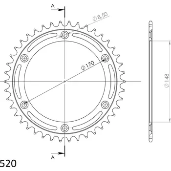 Řetězová sada pro motocykl Řetězová rozeta SUPERSPROX RFE-828:42-BLK černý 42 zubů, 520 SUZUKI DR 650 R 1990-1995