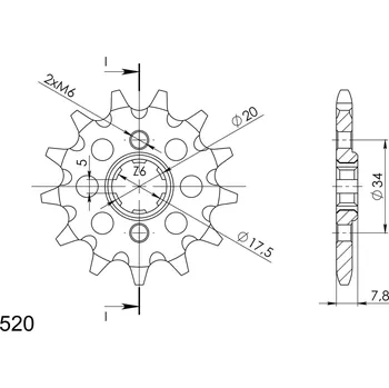 Řetězová sada pro motocykl Řetězové kolečko SUPERSPROX CST-327:12 12 zubů, 520 CST-327:12.1