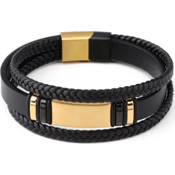 Náramek Kožený náramek Roberto, Gold