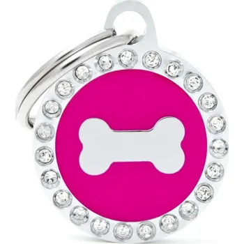 psí známka MY FAMILY SMALL FUCHSIA CIRCLE BONE GLAM