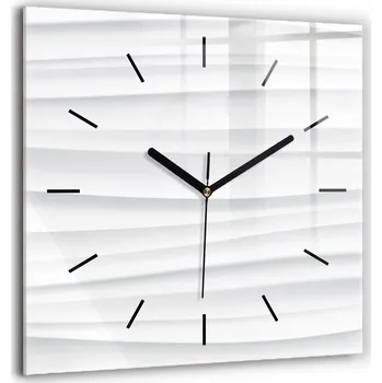 Hodiny Čtvercové skleněné nástěnné hodiny do kanceláře s grafikou Vlny textura 60x60 cm
