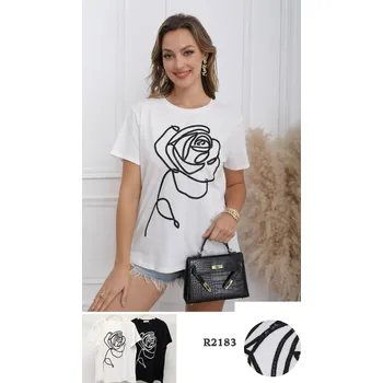 Triko kr. rukáv KVĚT R2082 barva: bílá, velikost: S/M