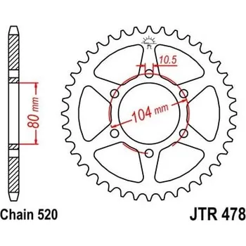 Řetězová sada pro motocykl Řetězová rozeta JT JTR 478-42 42 zubů, 520 KAWASAKI KLE 650 Versys 2007-2026