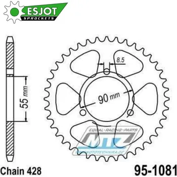 Řetězová sada pro motocykl Rozeta ocelová (převodník) 1081-46zubů ESJOT 50-15068-46 - Rieju 125 RS2 Naked / 06-09 + 125 RS2 Matrix / 06-09 + 125 RS2 Pro / 07-10 95-1081-46-ES