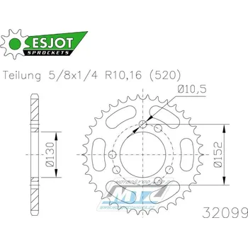 Řetězová sada pro motocykl Rozeta ocelová (převodník) 32099-46zubů ESJOT 50-32099-46 - Cagiva 500 Canyon / 98-00 + 600 Canyon / 96-99 50-32099-46