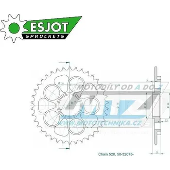 Řetězová sada pro motocykl Rozeta ocelová (převodník) 0751-42zubů ESJOT 50-32075-42 - Ducati 748 + 800 Monster S2R + 848 Evo + 848 Streetfighter + 916 Strada Biposto + 916 Strada SPS + 950 Hypermotard 95-0751-42-ES