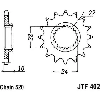Řetězová sada pro motocykl Řetězové kolečko JT JTF 402-16RB 16 zubů, 520 pogumované APRILIA Pegaso 650 Garda 1998-2000