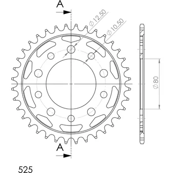 Řetězová sada pro motocykl Řetězová rozeta SUPERSPROX RFE-1332:36-BLK černý 36 zubů, 525 HONDA CB 450 S 1986-1988