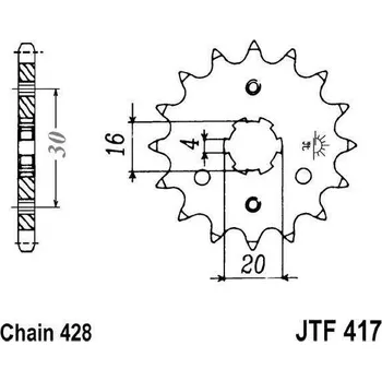 Řetězová sada pro motocykl Řetězové kolečko JT JTF 417-15 15 zubů, 428 JTF417.15