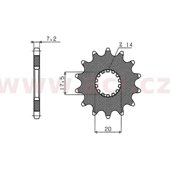 Řetězová sada pro motocykl řetězové kolečko pro sekundární řetězy typu 428, SUNSTAR (14 zubů) YAMAHA XVS 250 Drag Star 2001-2002