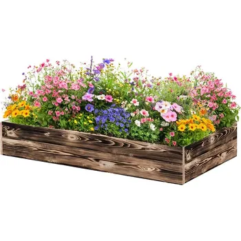 Vyvýšený záhon Dřevěný vyvýšený záhon 120 x 60 x 20 cm - opálený