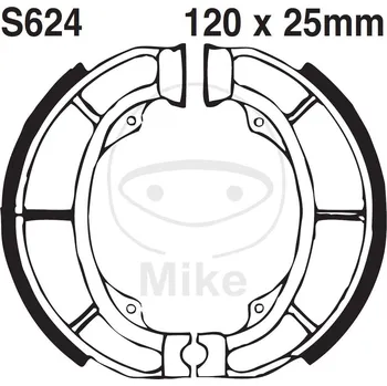 Brzda pro motocykl Sada brzdových čelistí EBC S624G drážkovaný včetně pružin DERBI Atlantis 50 2T 1999-2006