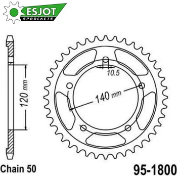 Řetězová sada pro motocykl Rozeta ocelová (převodník) 1800-40zubů ESJOT 50-35052-40 - Suzuki GSF1200 Bandit + GSF1250 Bandit + GSXR1000+GSXR1300R Hayabusa + GSX1250F+GSX1300 B-King + SV1000 + Triumph 955 Sprint RS + 955 Tiger + 95-1800-40-ES