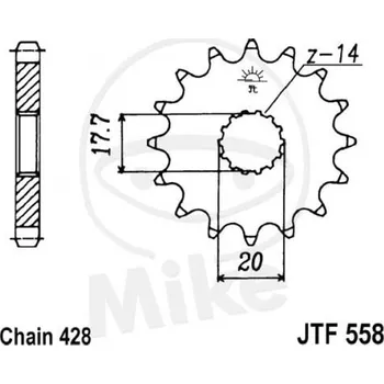 Řetězová sada pro motocykl Řetězové kolečko JT JTF 558-14 14 zubů, 428 KAWASAKI BX 125 Ninja 2019-2021