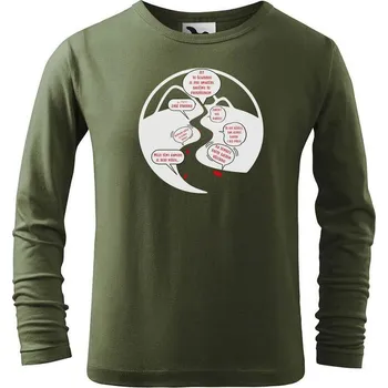 Dětská móda DOBRÝ TRIKO Dětské tričko s potiskem na řece Velikost: 146/10 let, Barva: Khaki