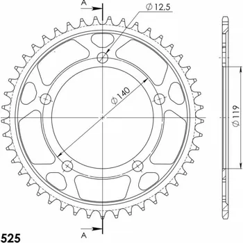 Řetězová sada pro motocykl Řetězová rozeta SUPERSPROX RFE-1790:45-BLK černý 45 zubů, 525 RFE-1790:45-BLK