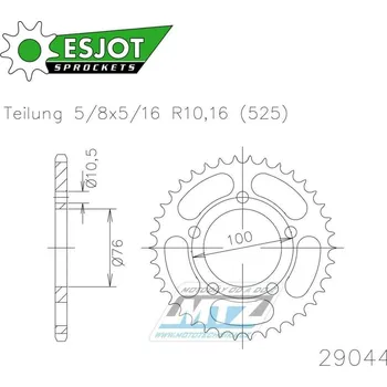 Řetězová sada pro motocykl Rozeta ocelová (převodník) 29044-41zubů ESJOT 50-29044-41 - Benelli 1130 Café Racer + 1130TNT + 1130 Titanium + 1130 Tornado + 1130TRE + 300 BN302 + 502C ABS + 502 Leoncino 50-29044-41