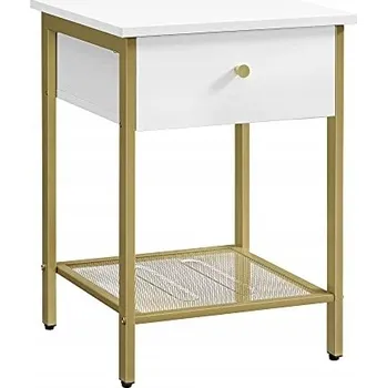 Noční stolek Noční stolek s zásuvkou bílo-zlatý GLAMOUR 55 cm