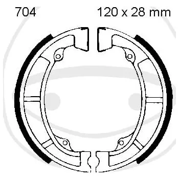 Brzda pro motocykl Sada brzdových čelistí EBC K704 včetně pružin KAWASAKI KX 125 1974-1980