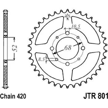 Řetězová sada pro motocykl Řetězová rozeta JT JTR 801-54 54 zubů, 420 SUZUKI TS 50 ERK 1980-2002