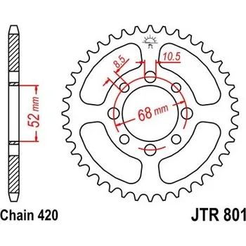 Řetězová sada pro motocykl Řetězová rozeta JT JTR 801-42 42 zubů, 420 KAWASAKI AR 80 1981-1982