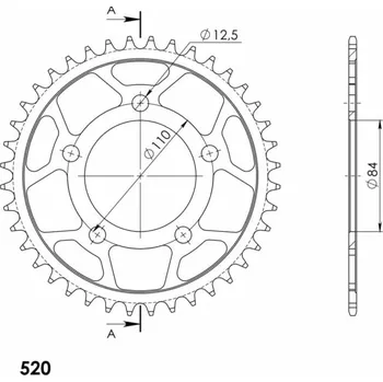 Řetězová sada pro motocykl Řetězová rozeta SUPERSPROX RFE-1225:40-BLK černý 40 zubů, 520 HONDA CMX 500 Rebel 2017-2021