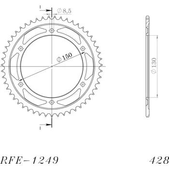 Řetězová sada pro motocykl Řetězová rozeta SUPERSPROX RFE-1249:51-BLK černý 51 zubů, 428 HONDA XLR 125 R 1998-2001