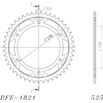 Řetězová sada pro motocykl Řetězová rozeta SUPERSPROX RFE-1821:47-BLK černý 47 zubů, 525 SUZUKI DR 800 Big 1994-1994