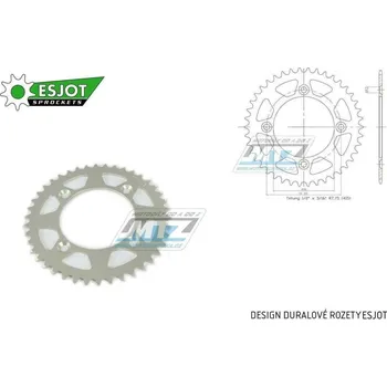 Řetězová sada pro motocykl Rozeta řetězová (převodník) Dural KTM50D-41zubů ESJOT 51-12013-41 - barva stříbrná - KTM 50SX / 14-23 + SX-E 5 / 20 + Husqvarna TC50 / 17-23 AL-KTM50D-41E