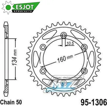 Řetězová sada pro motocykl Rozeta ocelová (převodník) 1306-40zubů ESJOT 50-35048-40 - Honda CBR900RR Fireblade + CBR929RR Fire Blade + CBR954RR Fire Blade + CBR1000RR Fireblade + CBR1000S Fireblade SP + VTR1000 SP HONDA VTR 1000 SP 1,2 2000-2006