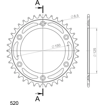 Řetězová sada pro motocykl Řetězová rozeta SUPERSPROX RFE-990:38-BLK černý 38 zubů, 520 KTM EXE 125 Supermoto 2000-2001