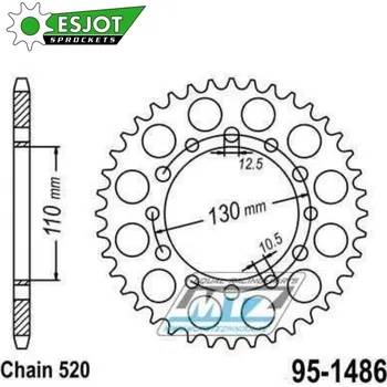 Řetězová sada pro motocykl Rozeta ocelová (převodník) 1486-40zubů ESJOT 50-32029-40 - Kawasaki EL250 + EL250 Chopper + EL250 Eliminator + Honda TRX200 Fourtrax + Yamaha FZ-1 KAWASAKI EL 252 Eliminator 1997-2003