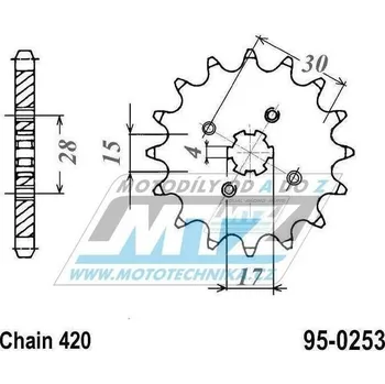 Řetězová sada pro motocykl Kolečko řetězové (pastorek) 0253-14zubů MTZ - Honda C50 + CR50 + CR60 + CR80R + CRF110F + CF50 Chaly + MT50S + NSR50S + SS50Z + C70 + ST70 + XL75 + MBX80F + ATC70 + MTX75 + C90 Cub + Daytona 50 Sprint HONDA MTX 80 1982-1986