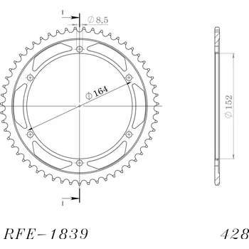 Řetězová sada pro motocykl Řetězová rozeta SUPERSPROX RFE-1839:55-BLK černý 55 zubů, 428 RFE-1839:55-BLK