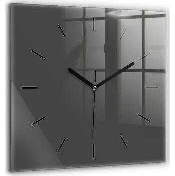 Hodiny Velké Skleněné Nástěnné Hodiny s Tichým Chodem do Obýváku, Šedé, 60x60 cm