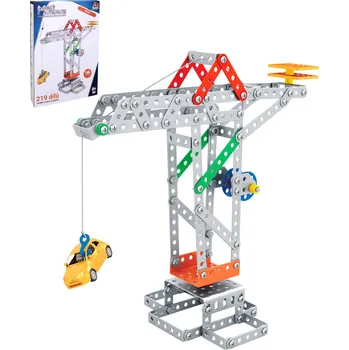ostatní stavebnice _Ostatní 1_ MALÝ MECHANIK Jeřáb 219 dílků kovová STAVEBNICE typu Merkur