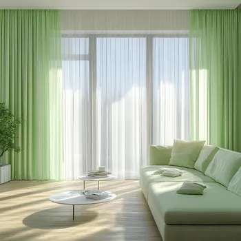 Voál s olůvkem výška 300 cm, SVĚTLE ZELENÝ