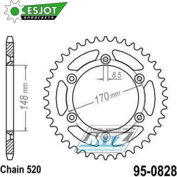 Řetězová sada pro motocykl Rozeta ocelová (převodník) 0828-47zubů ESJOT 50-32012-47 - Suzuki DR600S + DR650RSE + DR750S Big + DR800S Big + RM250 + RM500 + RM465 + TSX250 LC + Cagiva 350 T4E + Cagiva 350 T4R + 500 T4E + 500 T4R SUZUKI RM 500 1983-1984