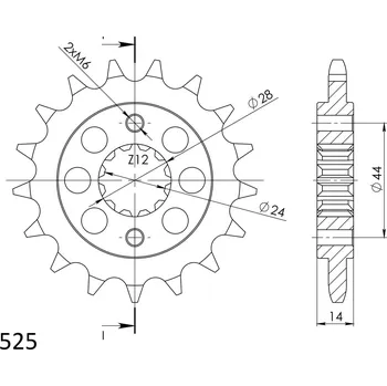 Řetězová sada pro motocykl Řetězové kolečko SUPERSPROX CST-1372:17 17 zubů, 525 HONDA VT 750 C/C2 Shadow 1998-2007