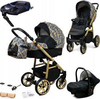 Kočárek Dětský kočárek 4v1 BabyLux ColorLux: sporťák, hluboká korba, autosedačka, základna ISOFIX