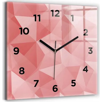 Hodiny Skleněné nástěnné hodiny s motivem trojúhelníků - abstraktní design