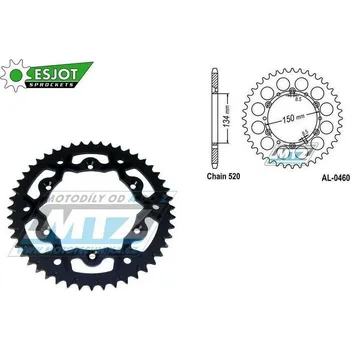 Řetězová sada pro motocykl Rozeta řetězová (převodník) Dural 0460-52zubů ESJOT 53-32024-52B - barva černá - Kawasaki KX125+KX250 +KX500+KXF250+KXF450+KDX175+KDX200+KDX220R+KDX250+KLX250R+KLX250 D-Tracker +KLX250+KLX250SF+KLX300 AL-0460-52-XB
