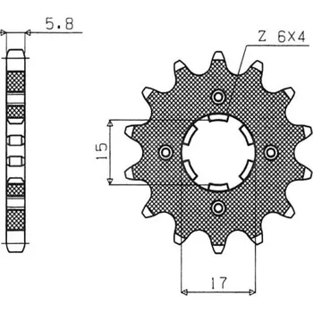 Řetězová sada pro motocykl řetězové kolečko pro sekundární řetězy typu 420, SUNSTAR (15 zubů) KAWASAKI KLX 110 2002-2016