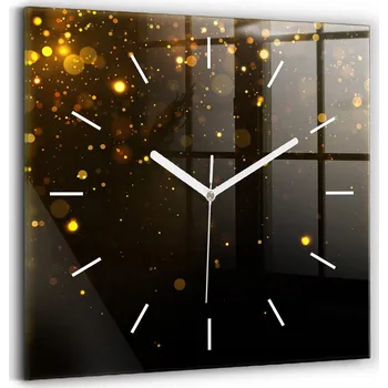 Hodiny Skleněné hodiny s motivem Tichý mechanismus Loft Nástěnné Zlatý prach 30x30