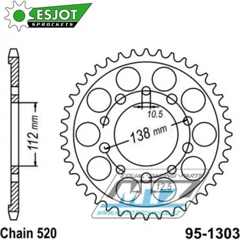 Řetězová sada pro motocykl Rozeta ocelová (převodník) 1303-43zubů ESJOT 50-32206-43 - Honda CBR600F + CBR900RR Fireblade + Yamaha YZF-R6 + YZF-R1 + YZFR6+YZFR1 HONDA CBR 600 F (ABS) 11- 2011-2014