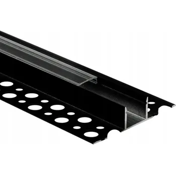 LED osvětlení Profil Černý Nástěnný pro LED Pásky, Zapuštěný do Sádrokartonu 2m