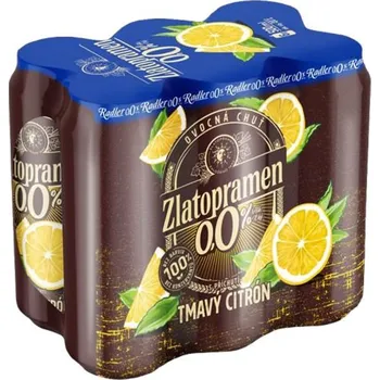 Pivo Zlatopramen 0,0% tmavý citron 6×0,5 l plech