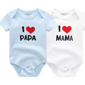 Kojenecký body Kojenecké body s krátkým rukávem "I love Papa Mama" - 2 ks Barva: BDS2019 modrá+bílá, Velikost: 6 měsíců